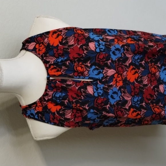 J. Crew Sleeveless Halter Blouse Size 6 Floral blue red orange summer top - Picture 2 of 8